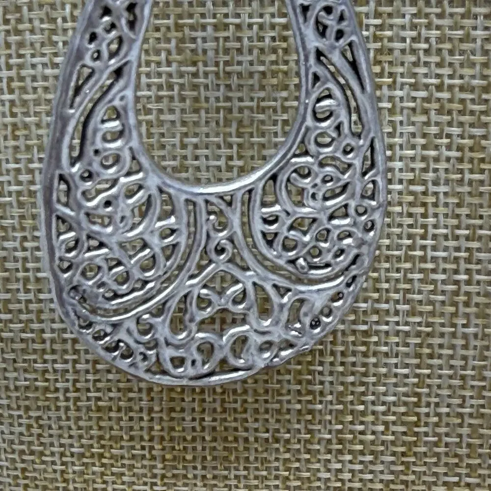 E&L Sterling Silver Electroform Open Filigree Teardrop Dangle Earrings